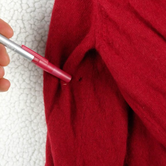 Black Brown Sweater Mens Large Red Cashmere Lightweight V Neck Preppy - Picture 12 of 12